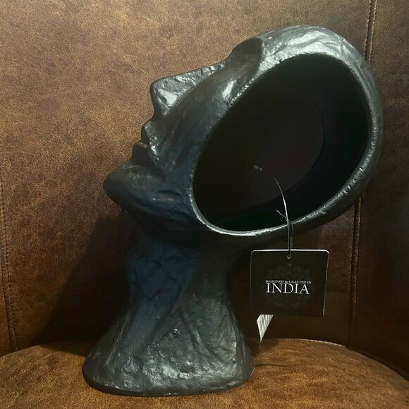 NWT 12" Contemporary Black Textured Face Contemporary Sculpture - Picture 3 of 6